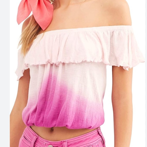 Free People Tops - Free People Pink Ombre Off-Shoulder Tank Top